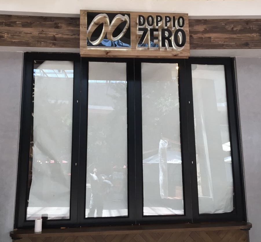 Aluminium framed shopfront — Doppio Zero restaurant